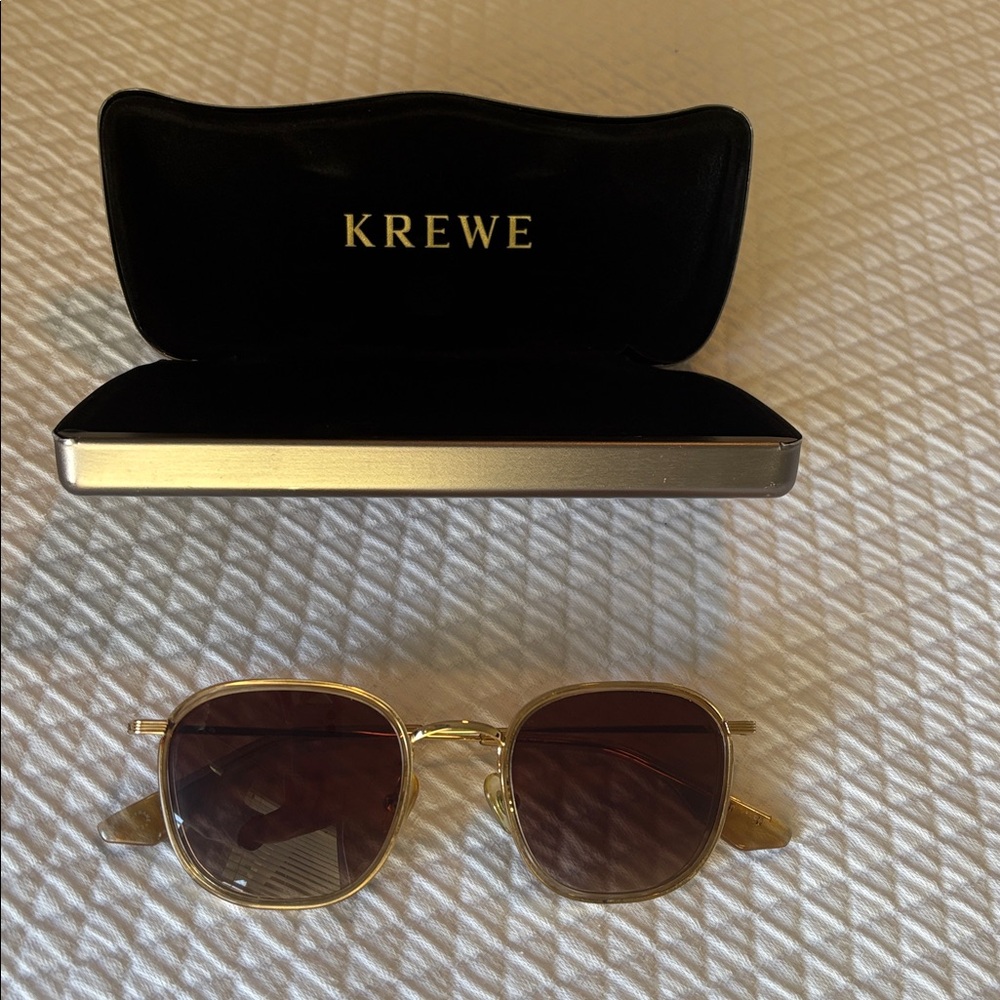 KREWE Gold and Brown Sunglasses with Case Hyde